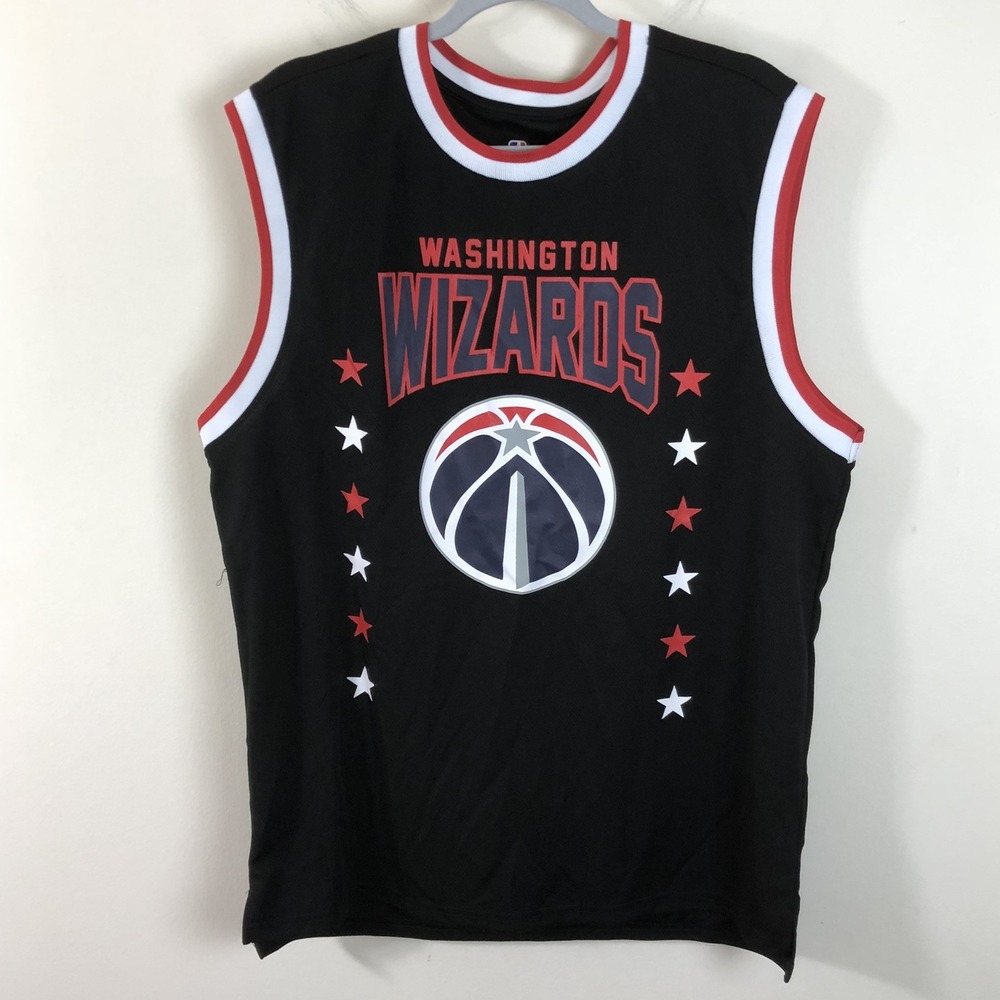 UNK NBA Washington Wizards Basketball Jersey Men's Sz XL Black Red White Stars